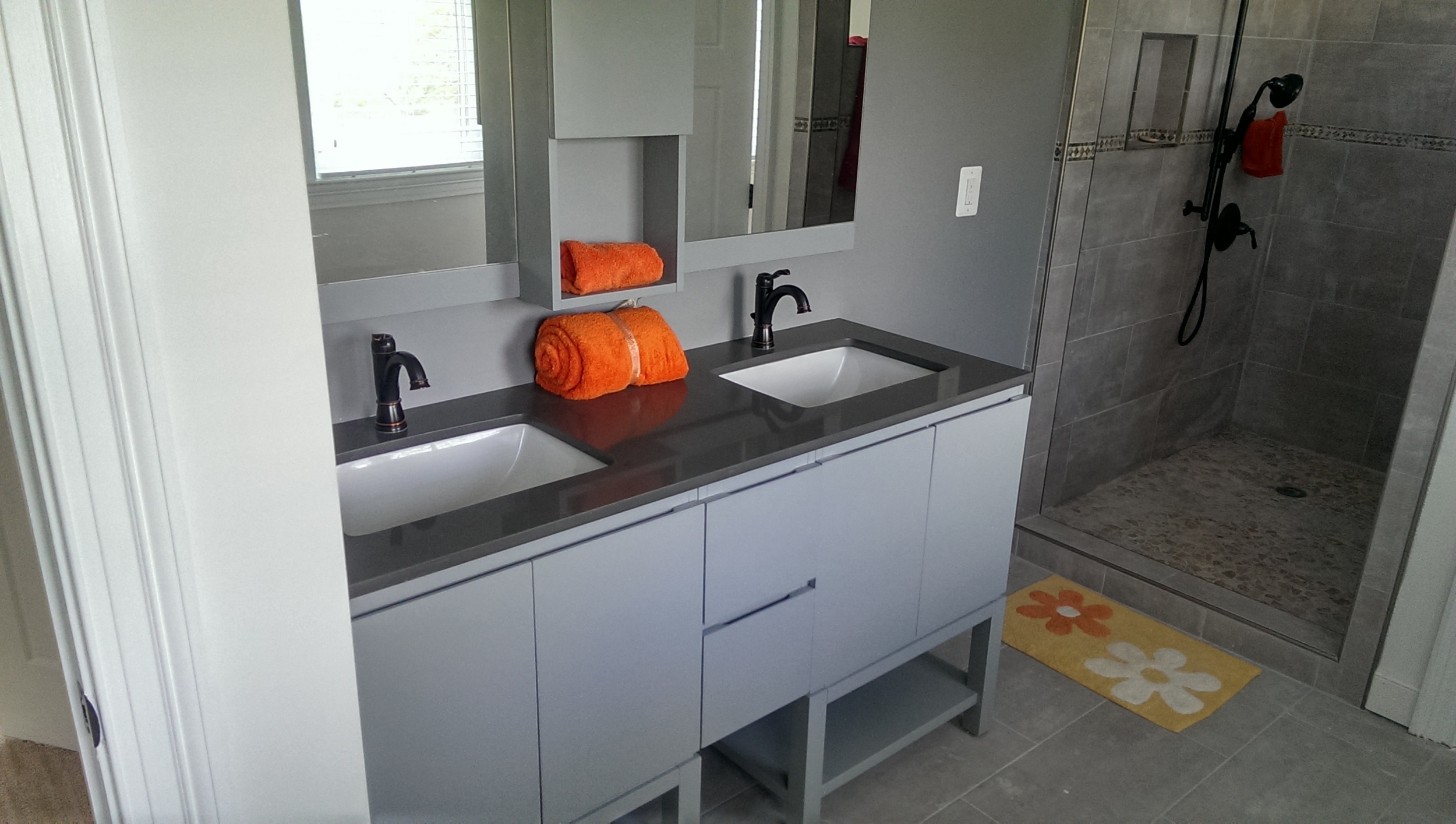 All bathrooms include the location of toilets, sinks, showers and tubs.