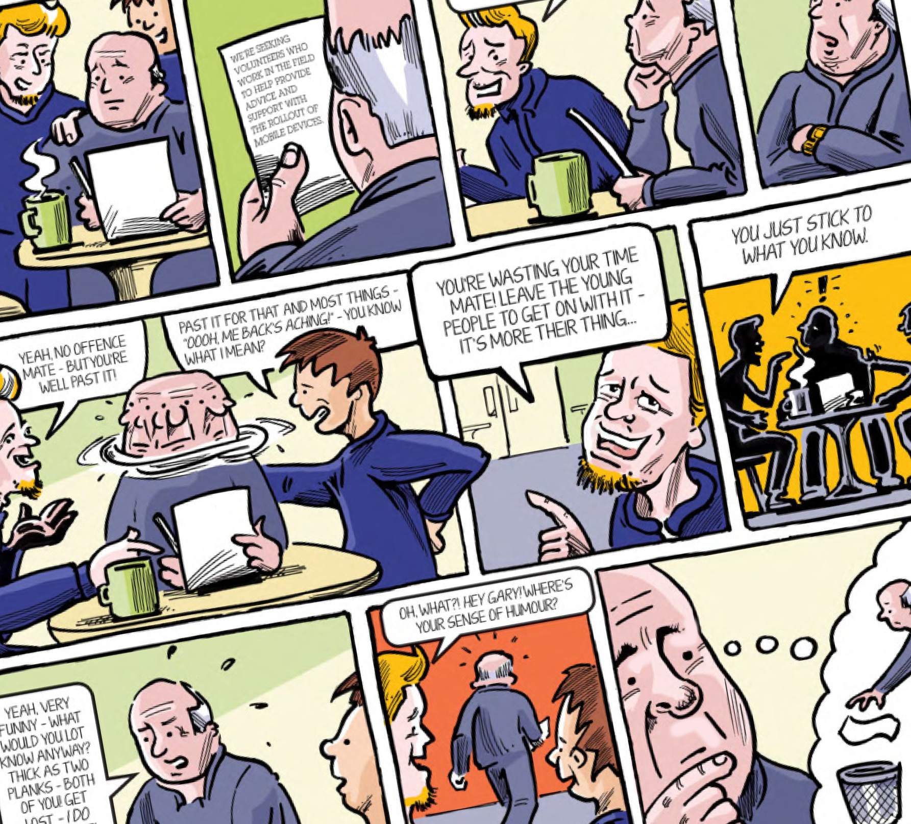 Regular cartoon strip for UK Power Networks' in-house magazine