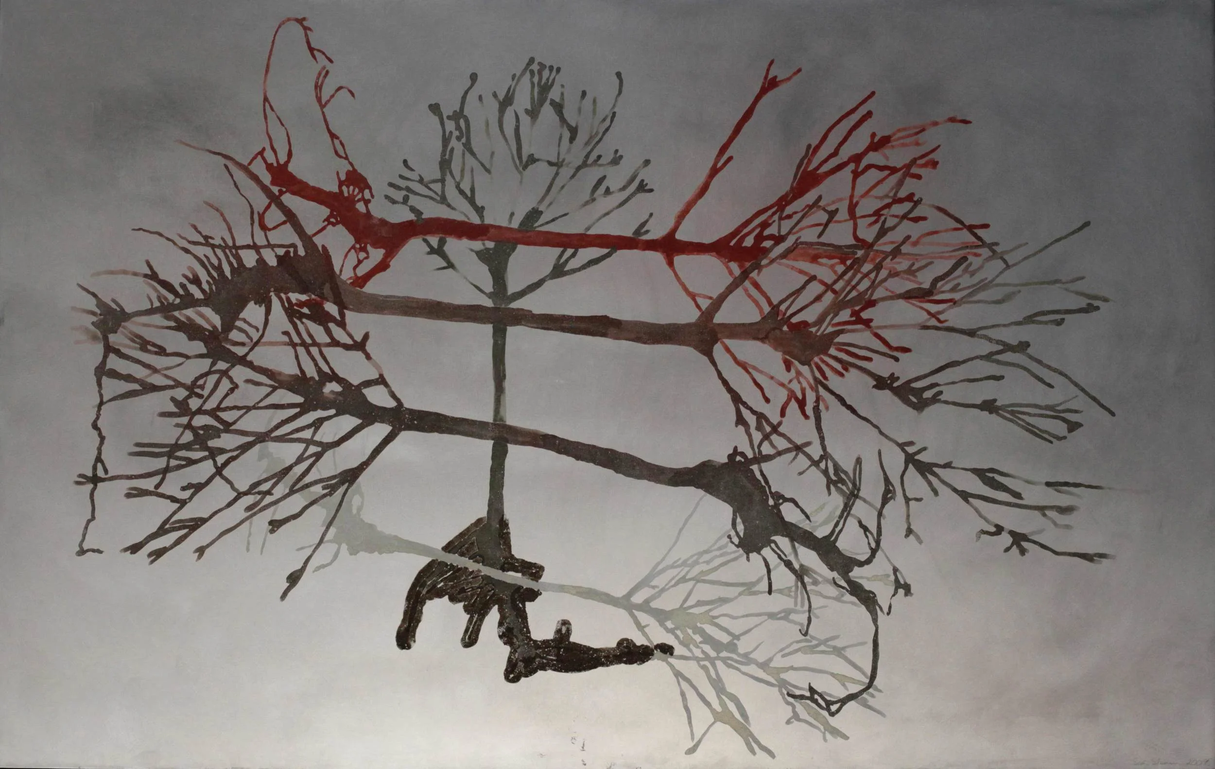 Floating , 2009 Soil and chalk on aluminum, 30 x 48 inches | 76.2 x 121.9 cm