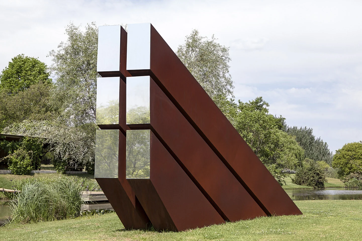 FACE THE SUN- Nirox Sculpture Park, Johannesburg Mild Steel, Stainless Steel 2740mm X 4271mm X 716mm | 107" X 168" X 28" EDITION OF 3 +1 AP 2015