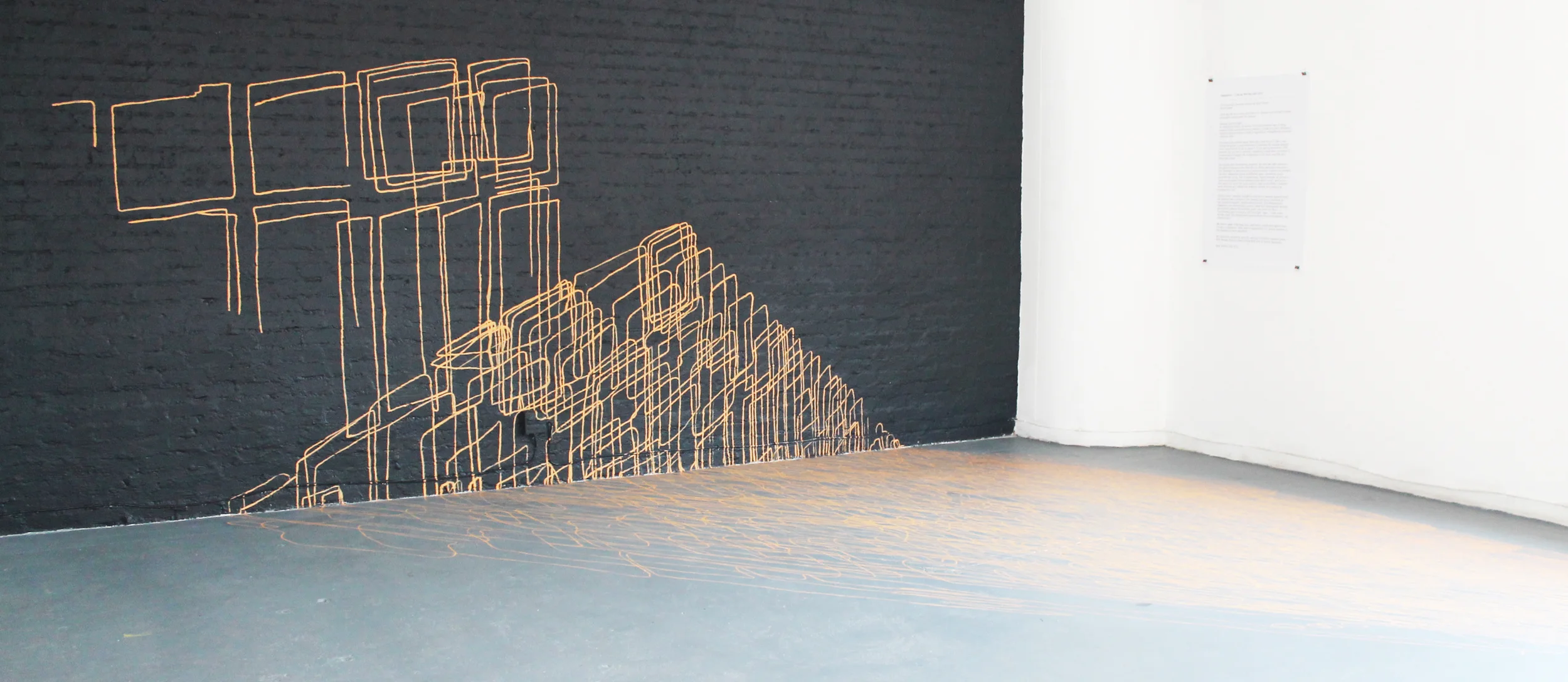 Happiness (Tracing the Day) A site specific drawing by Sean Slemon Acrylic paint July 2012.