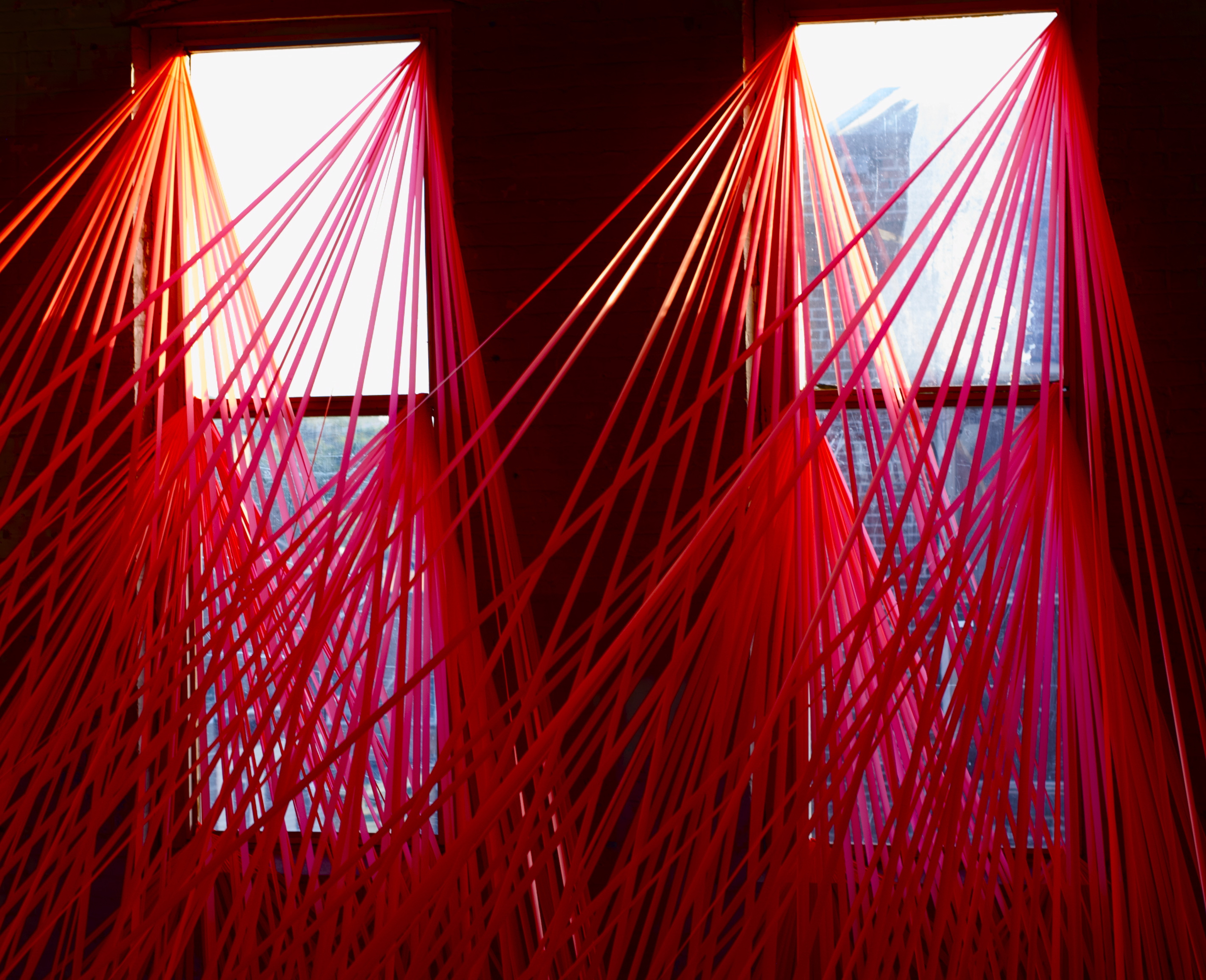 Tracing the Sun Site Specific Installation Hazard Tape 2010 Produced for the group exhibition Escape from New York , 2010, curated by Olympia Lambert