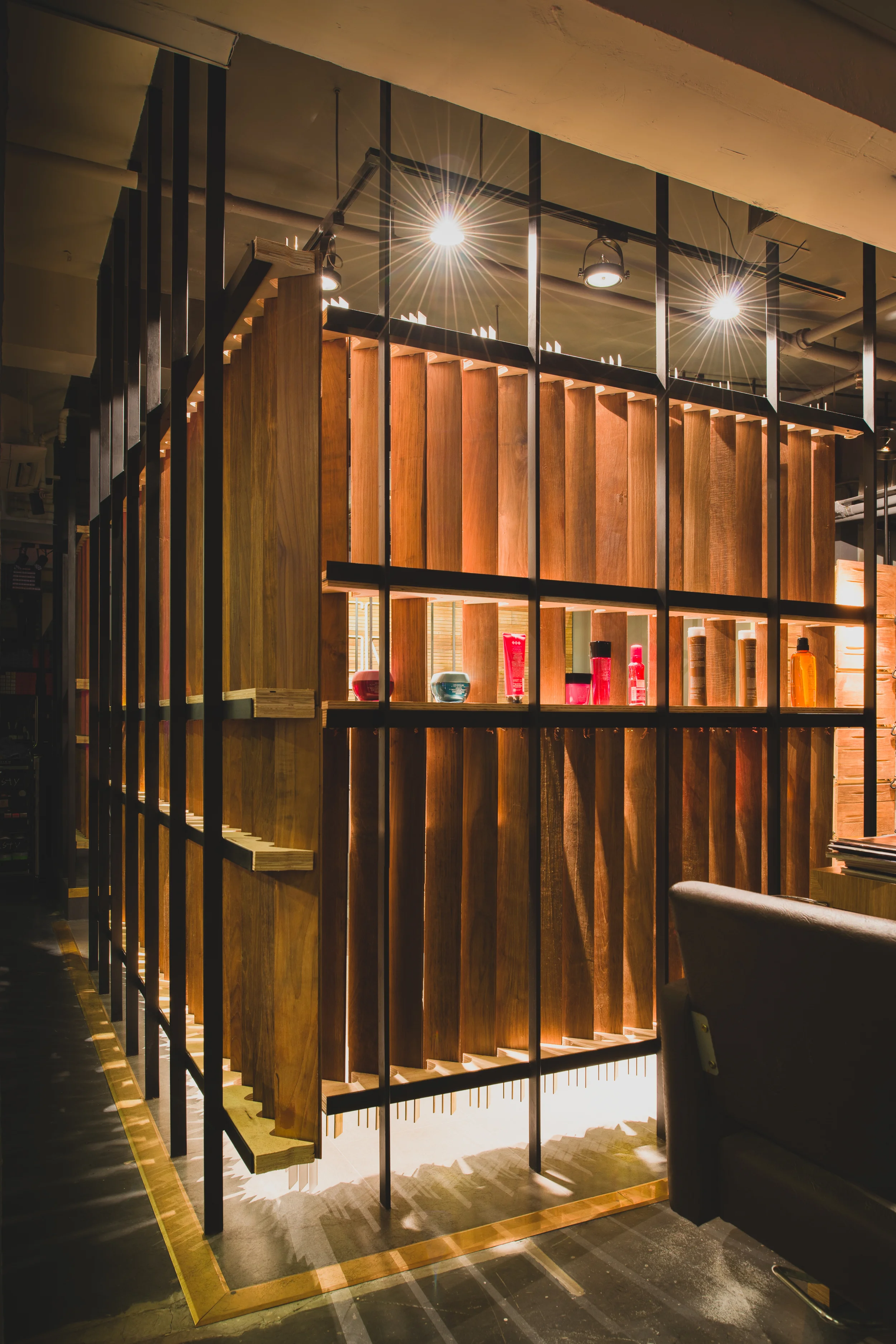Back view of product display wall