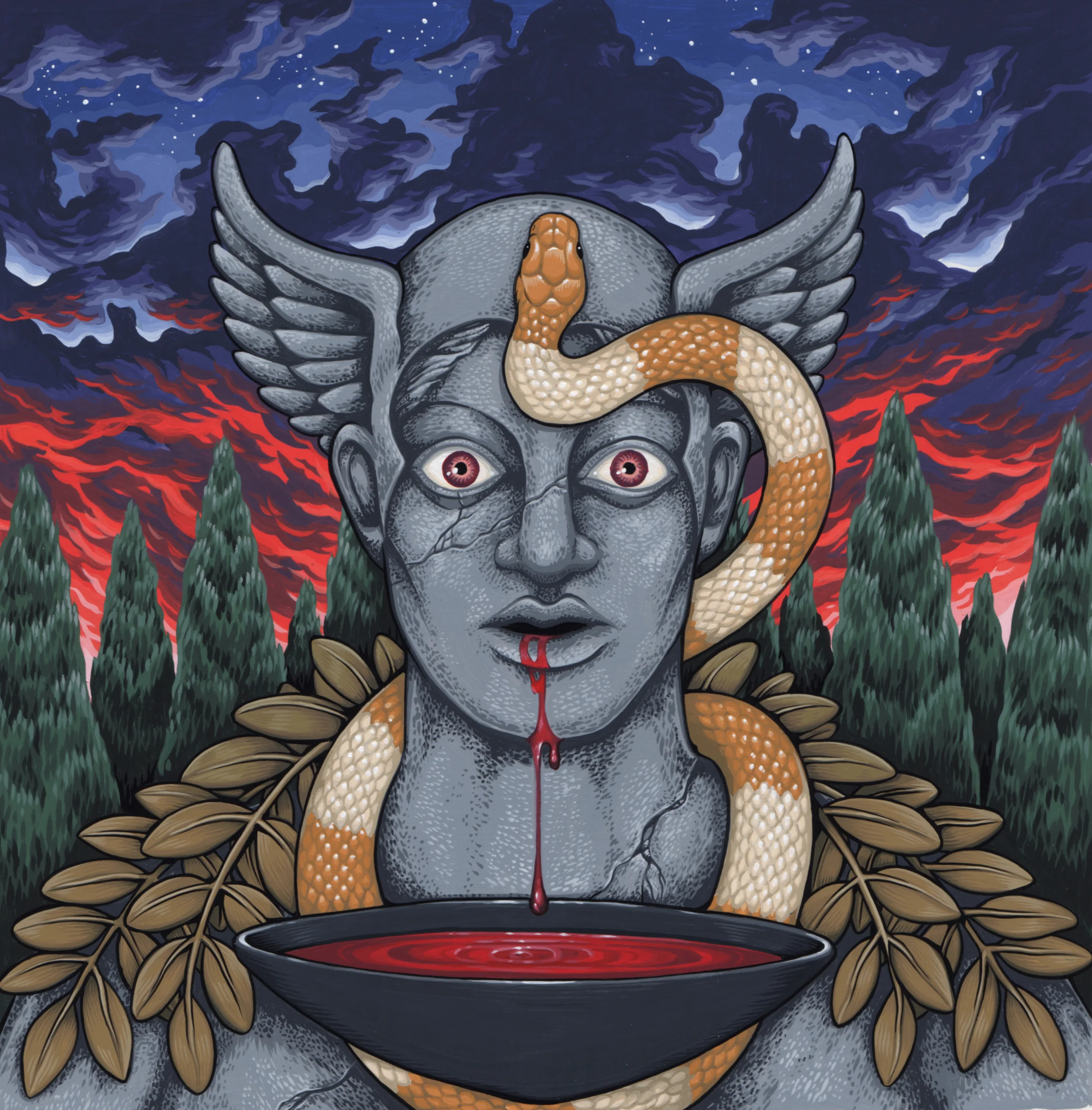 Ill Omen for the two person show Certain Doom in 2013 with Alan Brown. Gouache on bristol 8"X 8"