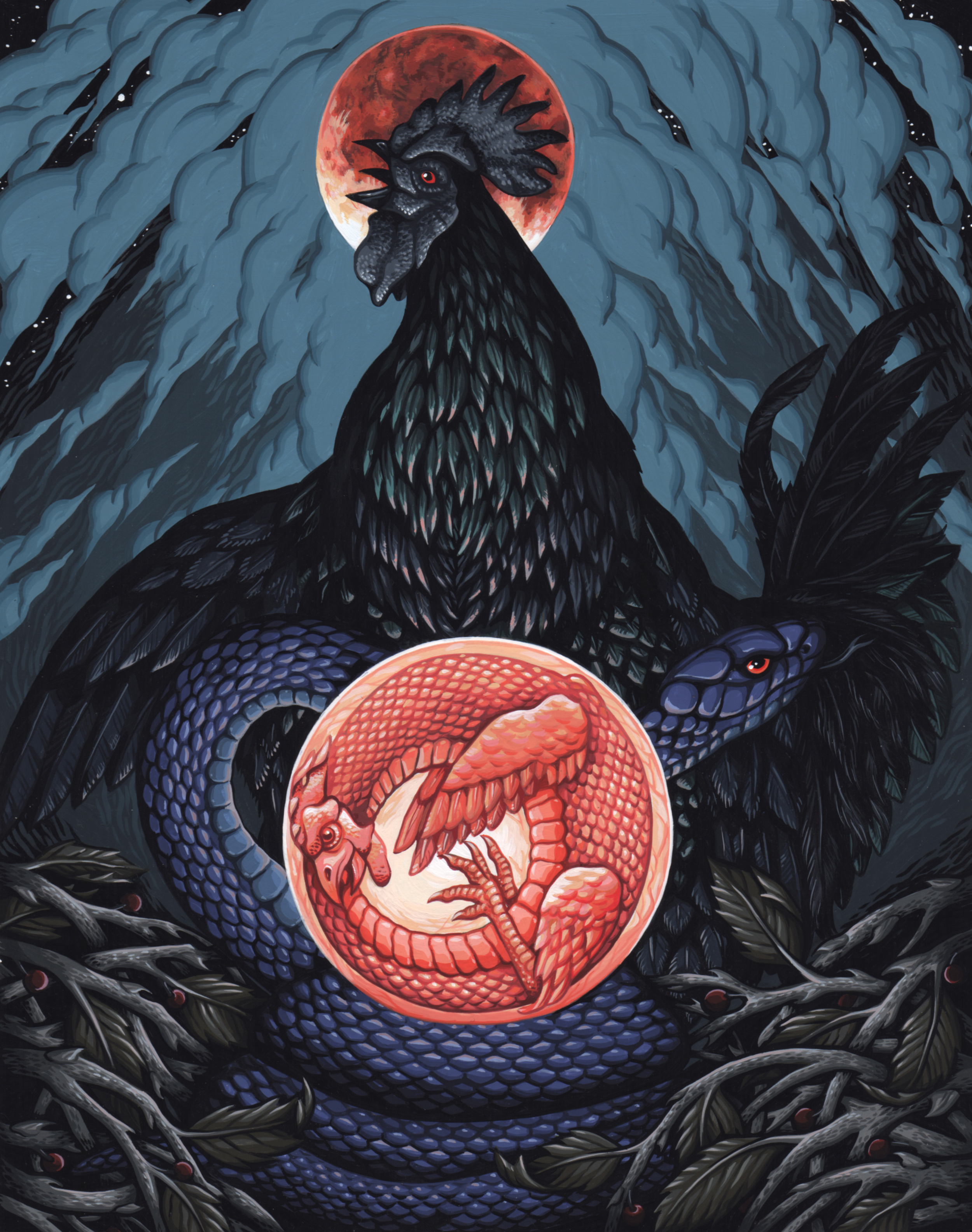  Birth of the Basilisk for the two person show Certain Doom in 2013 with Alan Brown. Gouache on bristol 7" X 9" 