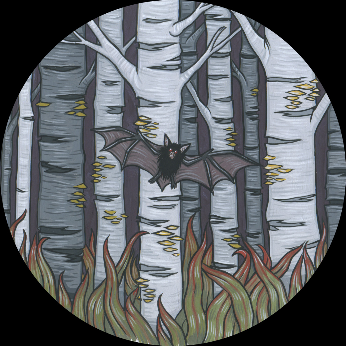  The Forest for the solo show Unclean Spirits, 2012. Gouache on bristol 4" round 