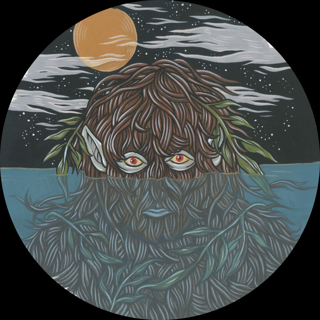 Swamp Spirit for the solo show Unclean Spirits, 2012. Gouache on bristol 4" round