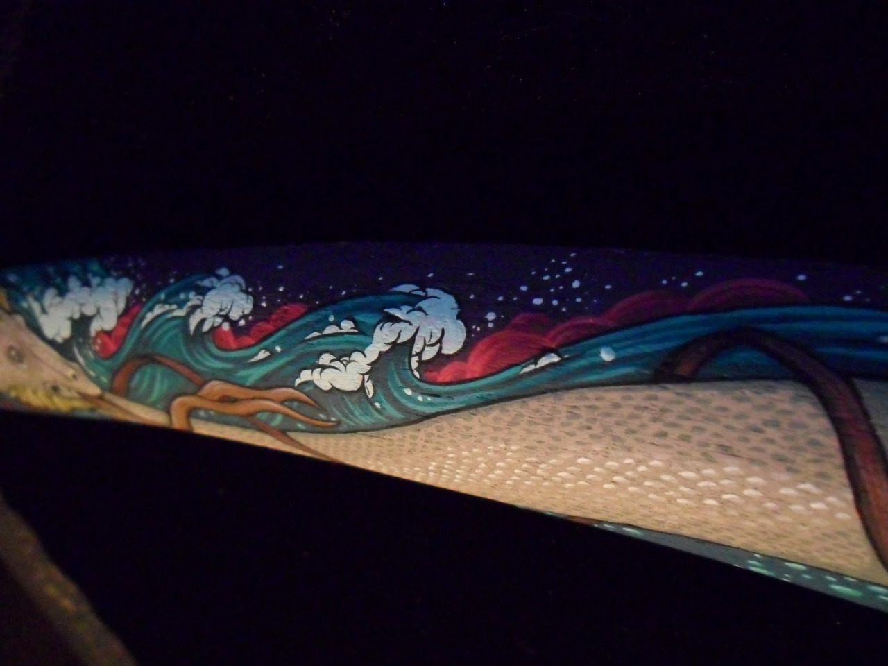  Sea Serpent painted on a found whale bone. For two person show Across the Haunted Sea with Michael Bukowski, 2011. 