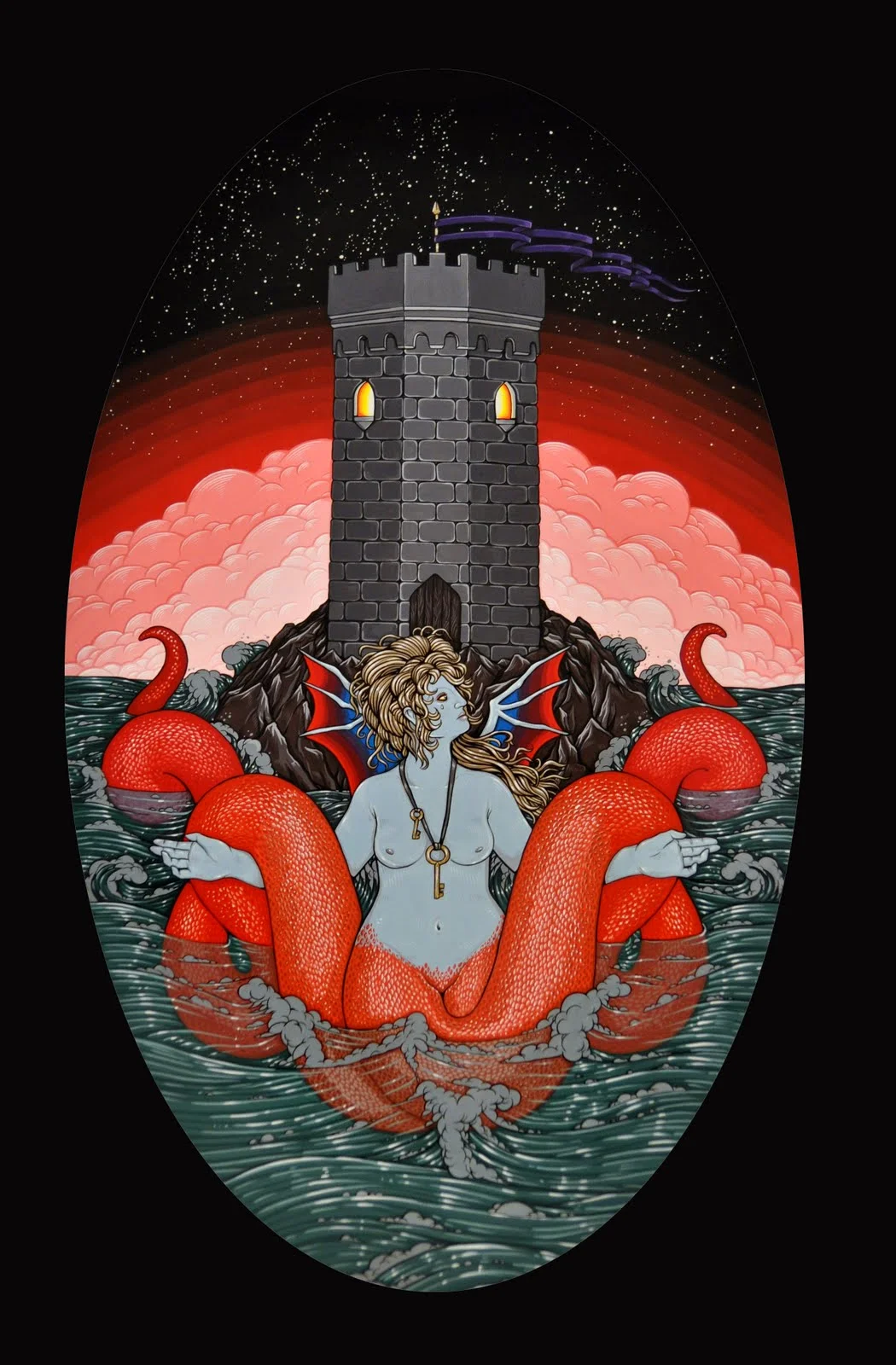 Melusine For two person show Across the Haunted Sea with Michael Bukowski, 2011. Gouache on bristol 14" tall
