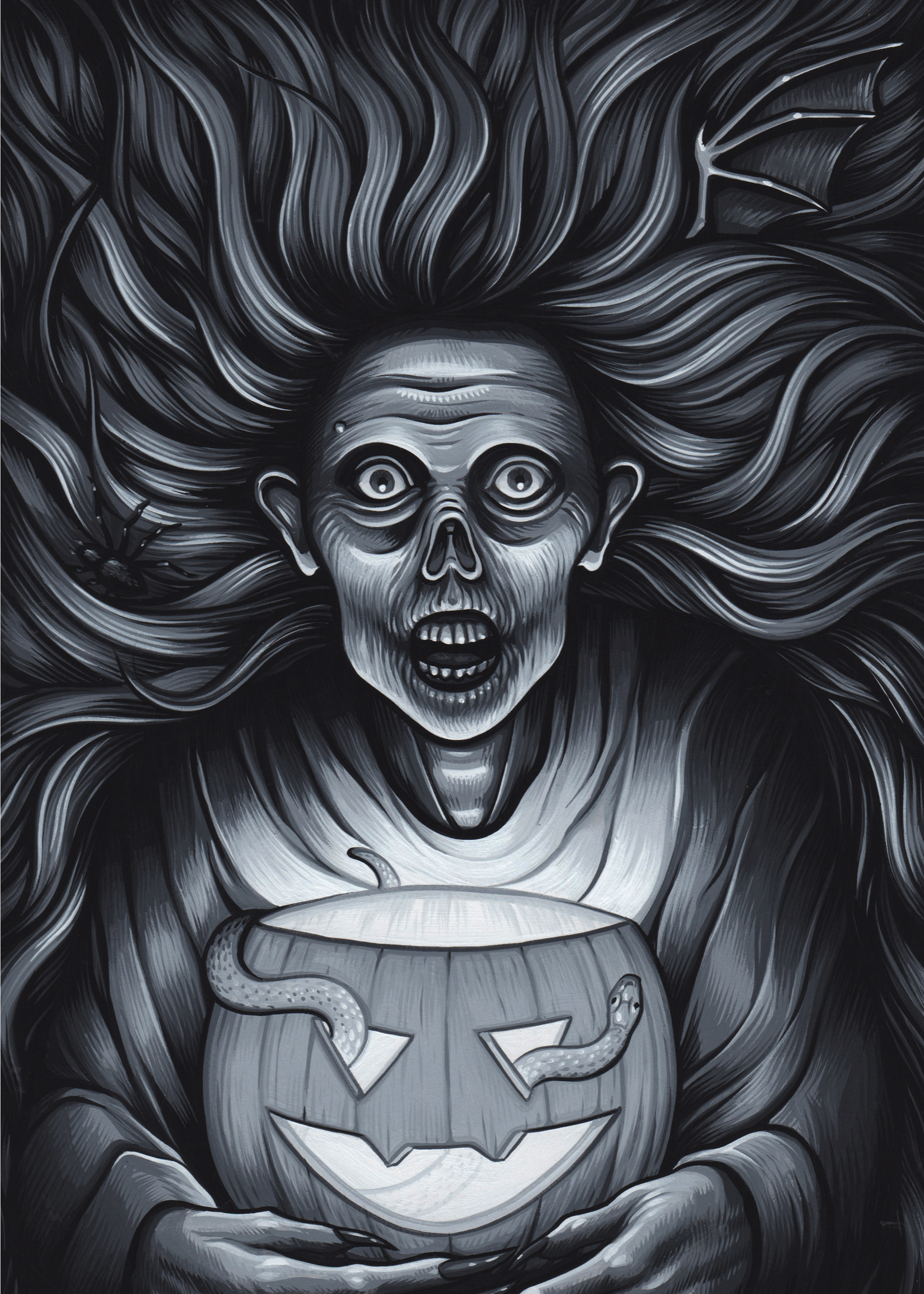  Exclusive artwork done for the Cryptocurium Oct. 2015 Parcel of Terror  Gouache on paper 