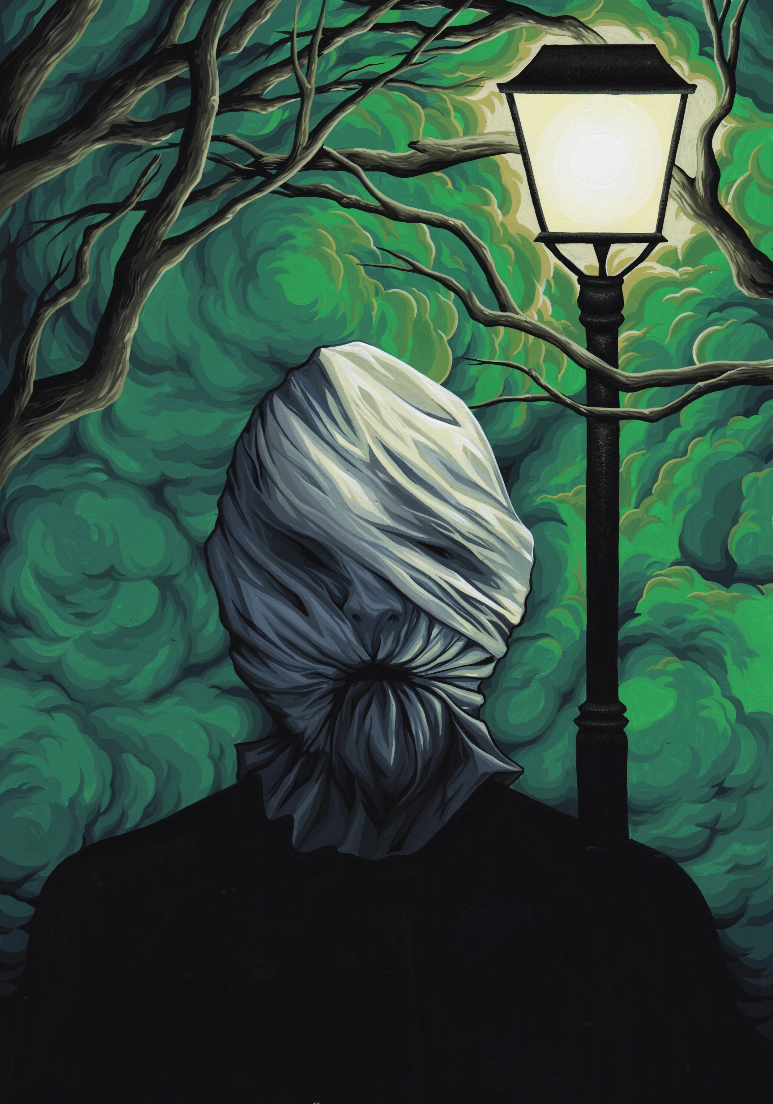 In the Bag- Commissioned work based on a short story by Ramsey Campbell, 2015 Gouache on paper