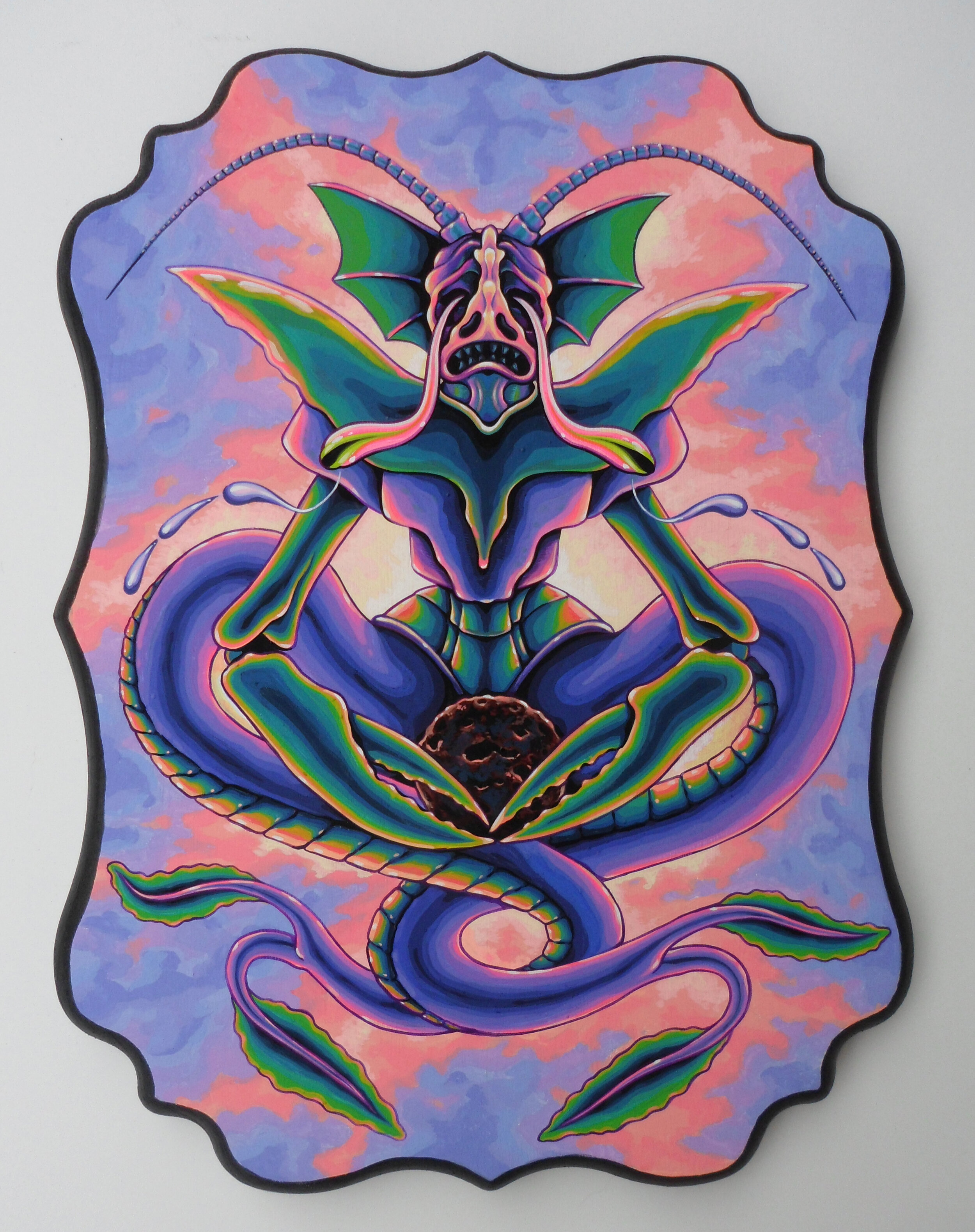  “Mourner” acryla gouache on wood panel. For Beautiful Monsters group show 