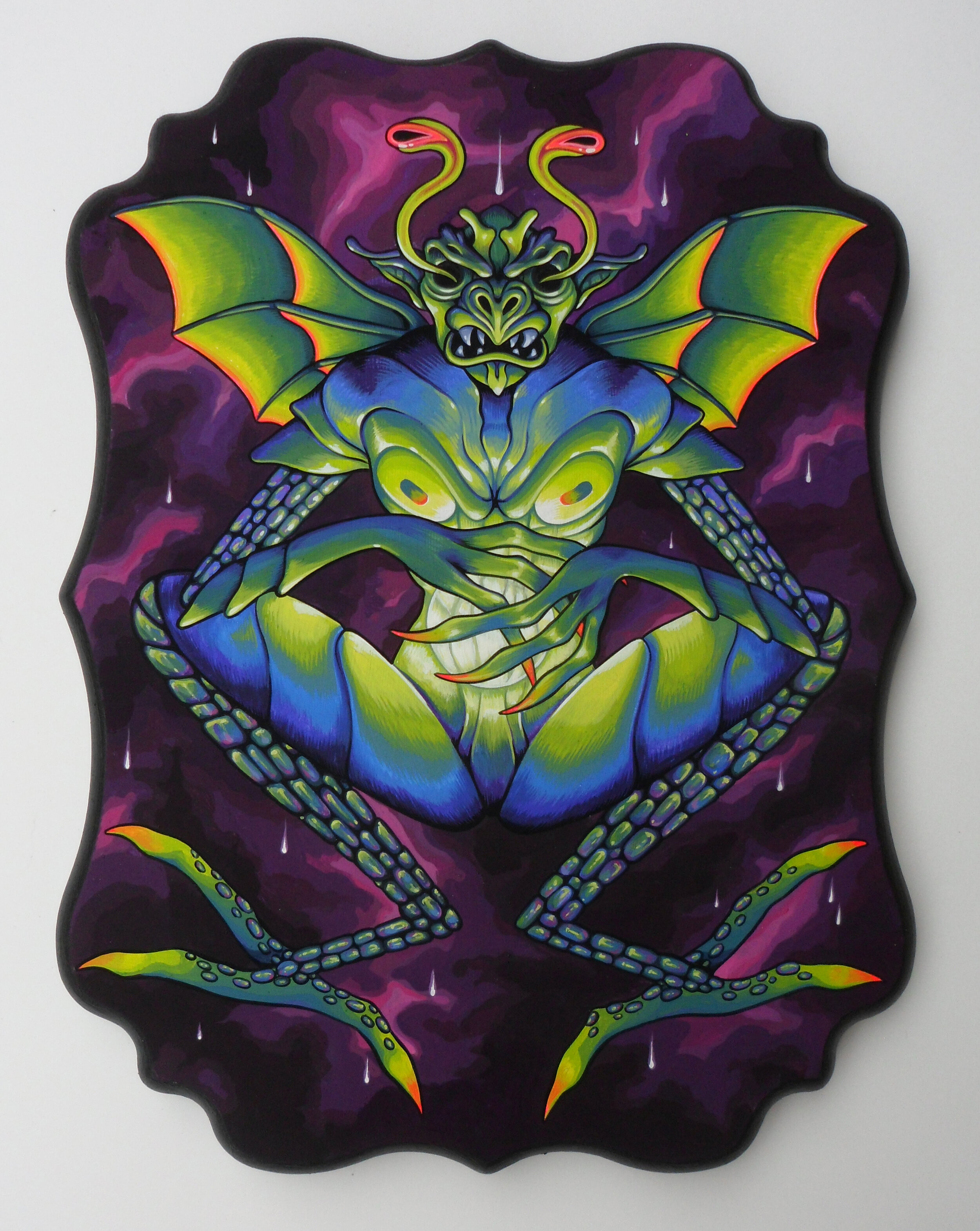  “Protector” acryla gouache on wood panel. For Beautiful Monsters group show 