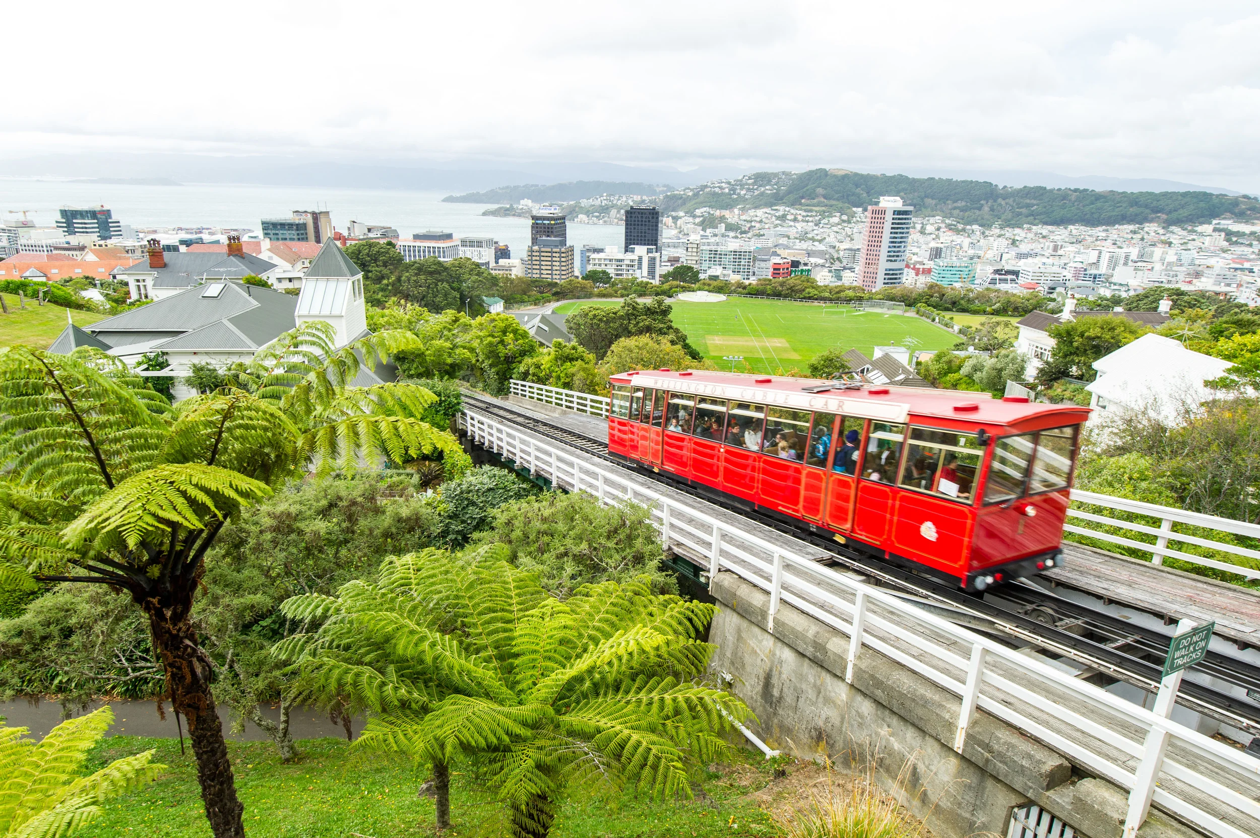 Wellington from the Kelburn Lookout, the final, topmost destination of the Wellington Cable Car.