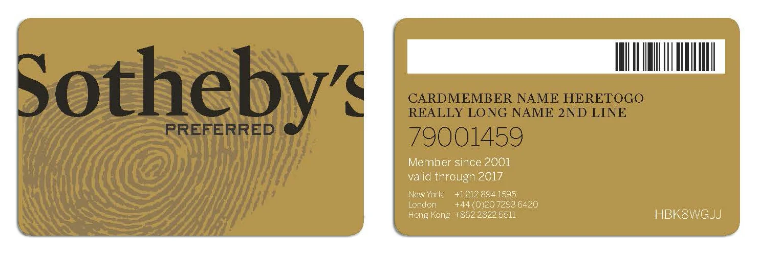 Sotheby's: Preferred Membership VIP International Access Card