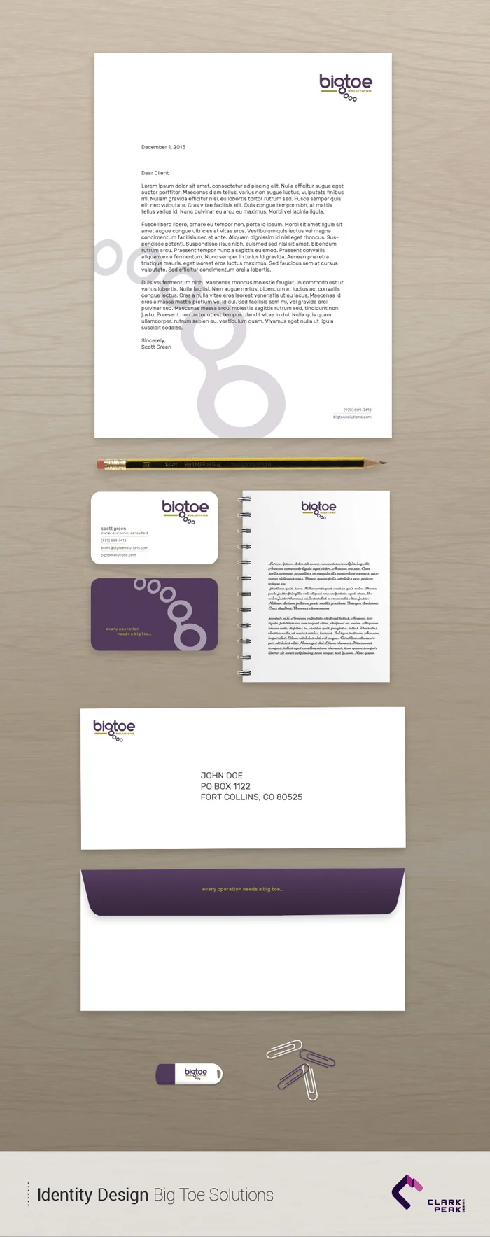 Identity Design for Big Toe Solutions by Clark Peak Design