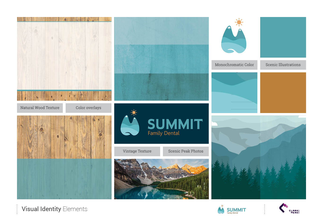 Visual Identity Elements for Summit Family Dental by Clark Peak Design