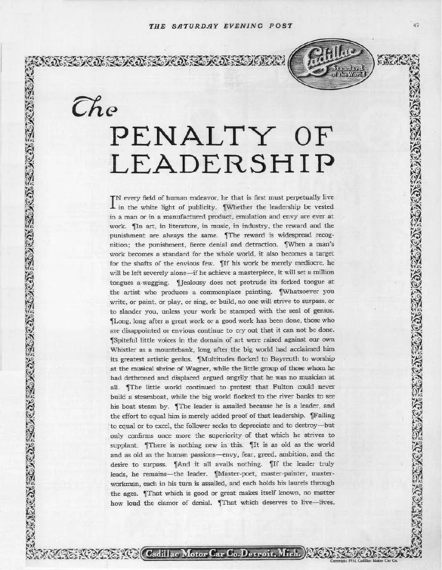Image credit: Cadillac. Full text of ad below.