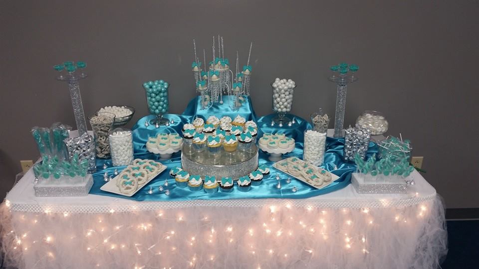 Blue & White Graduation Candy Buffet Idea