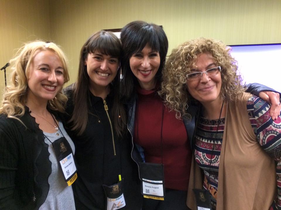 De izq. a der.: con Emma Rodero, Ana Viñuela y Conxi Barba, las tres estrellas españolas que iluminaron nuestro mapa hispano en Atlanta!