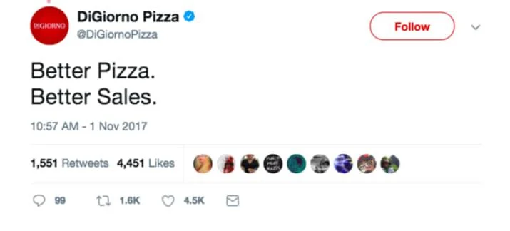 DiGiorno newsjacked Papa John’s comment about declining sales to promote its own brand value, triggering a snarky exchange that DiGiorno seemed better prepared to wage than Papa John’s.Write here...