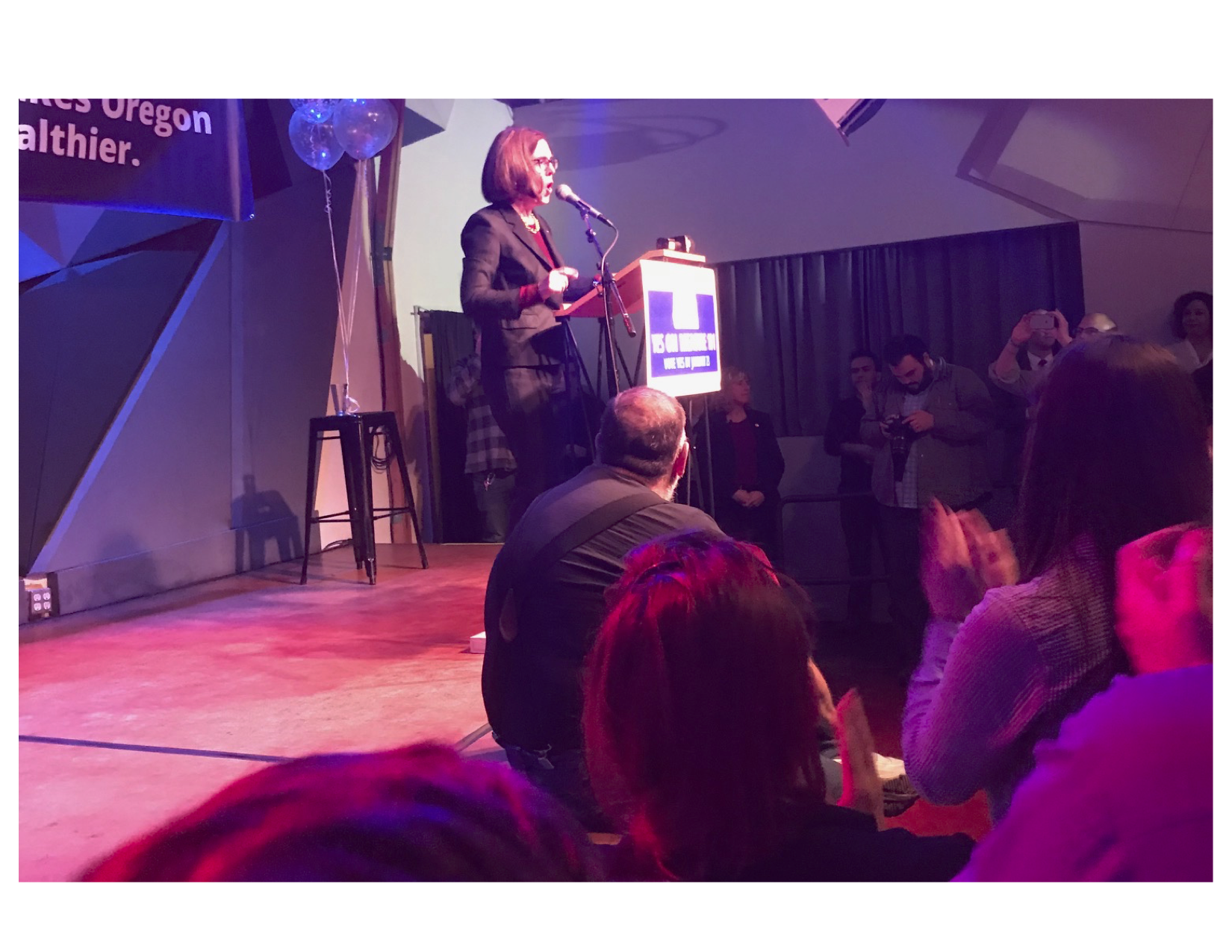 Governor Kate Brown told Measure 101 supporters at Tuesday night’s victory party that voter approval of the Medicaid funding plan shows Oregonians support a GSD (Get Stuff Done) agenda.