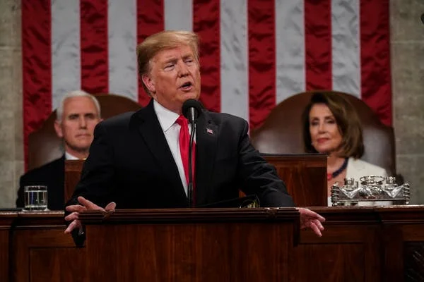 President Trump delivered his State of the Union speech with Democratic House Speaker Nancy Pelosi peering over his shoulder. The speech offered a few olive branches to Democrats, but had the feel of a Trump campaign rally with applause and chants, making it seem like the official start of the 2020 presidential campaign.
