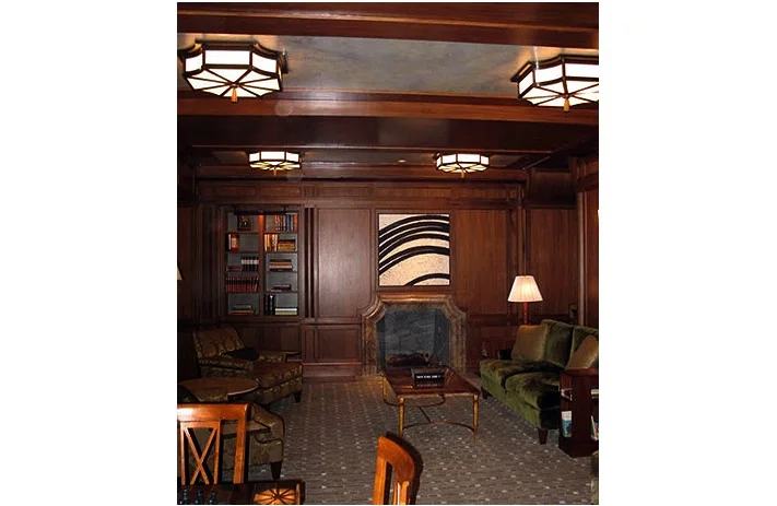 Faux Bois y Faux parchment. Library at 15 Central Park West, NYC. Designed by: Robert A.M Stern Interiors