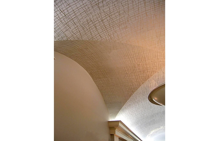  White Squares: White Venetian plaster on canvas and hand printed pattern. Berkeley Hotel - London, UK. Designer: Alexandra Champalimaud Associates. 