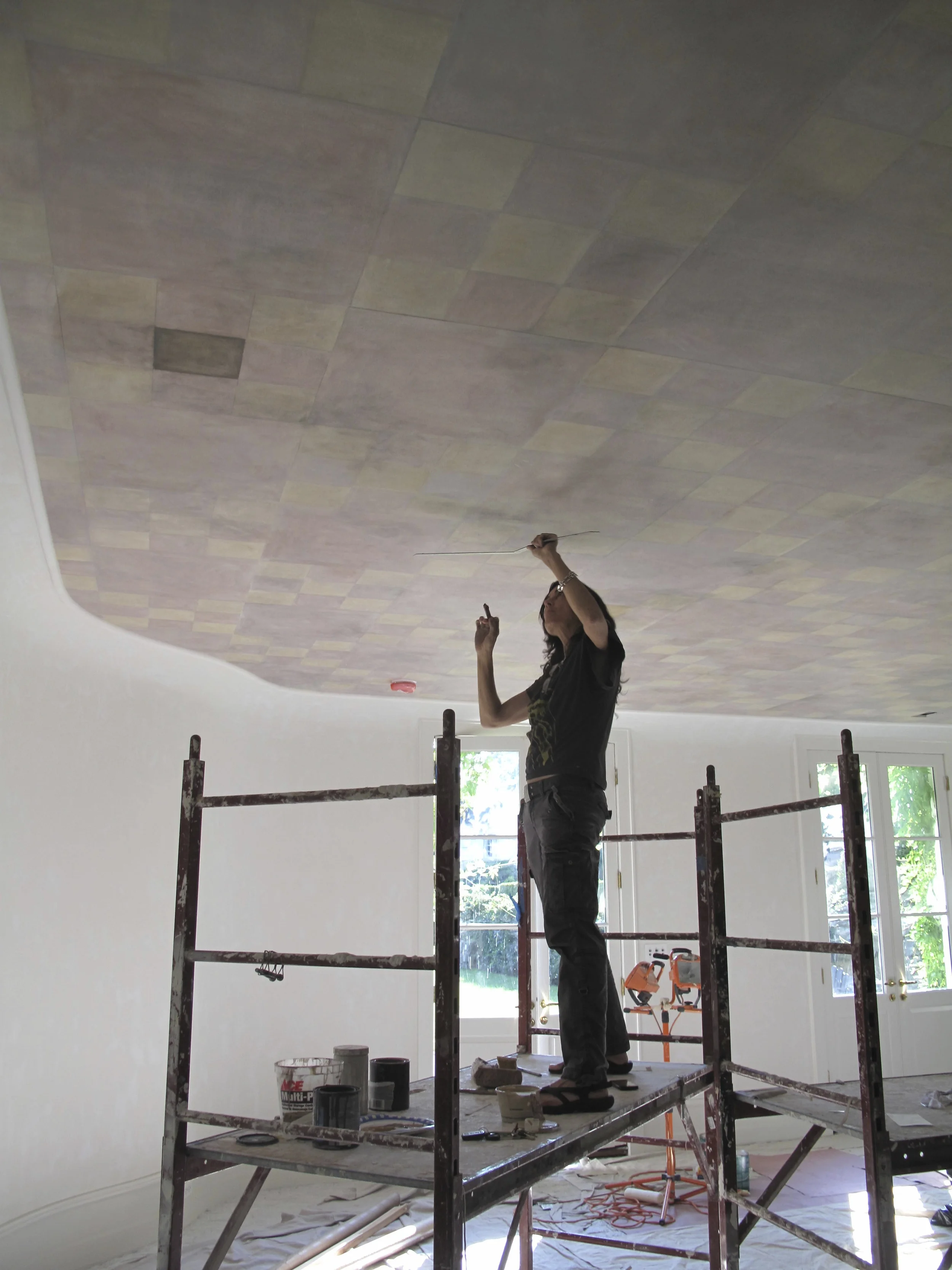 Working on Stephen's ceiling.jpg