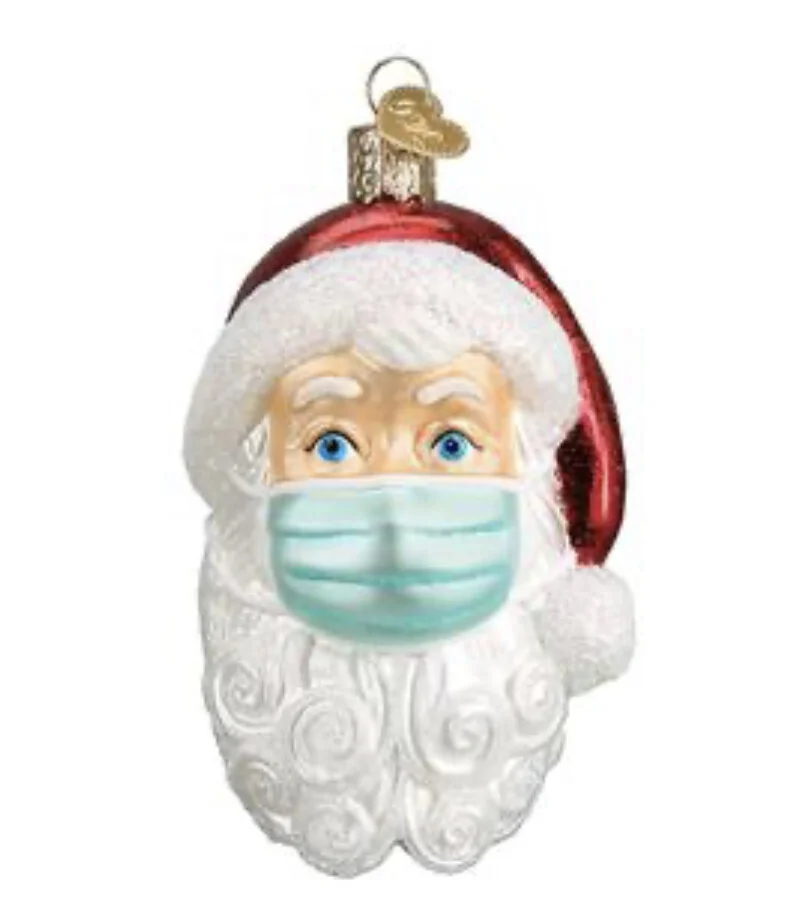 Old World Christmas Santa With Face Mask Ornament