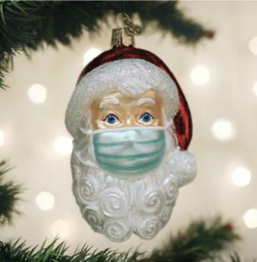 Old World Christmas Santa With Face Mask Ornament