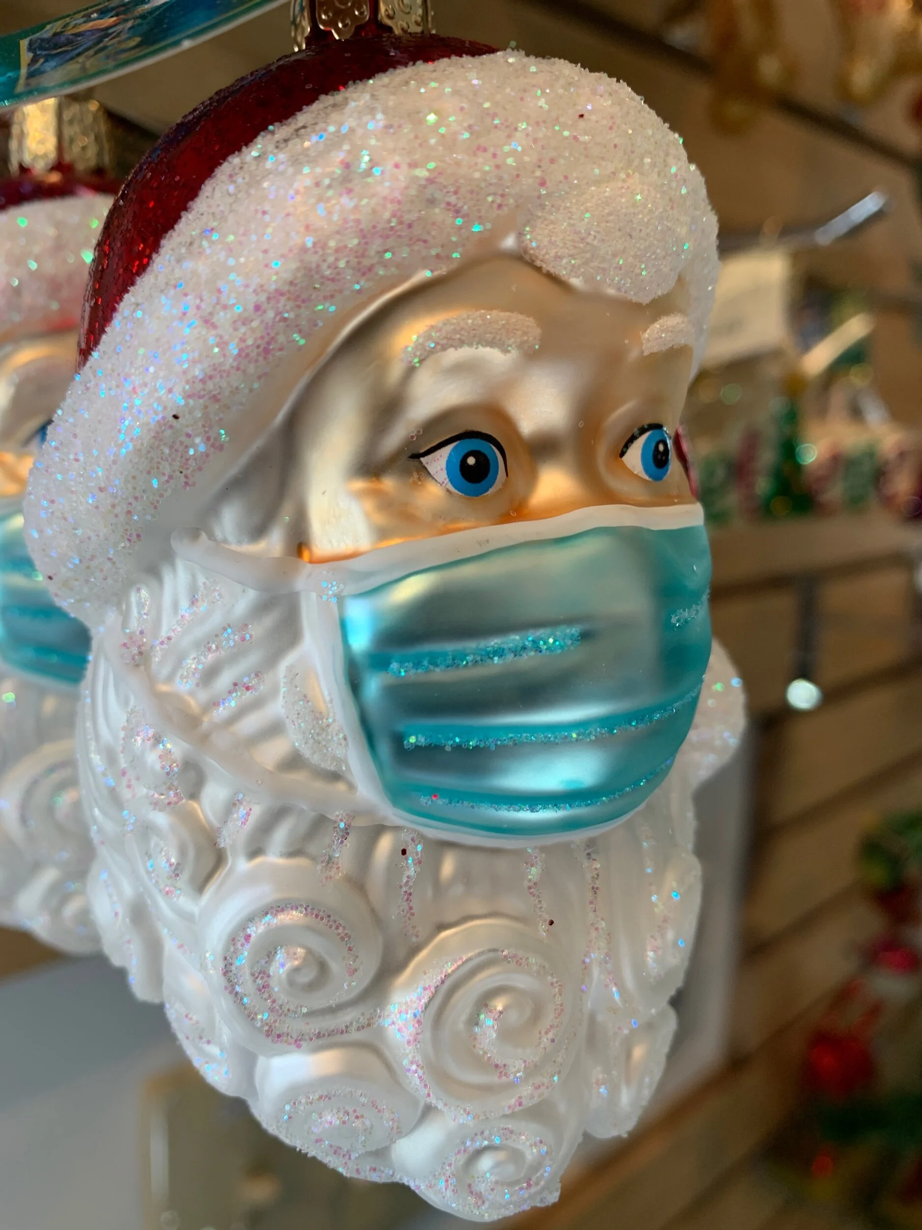 Old World Christmas Santa With Face Mask Ornament