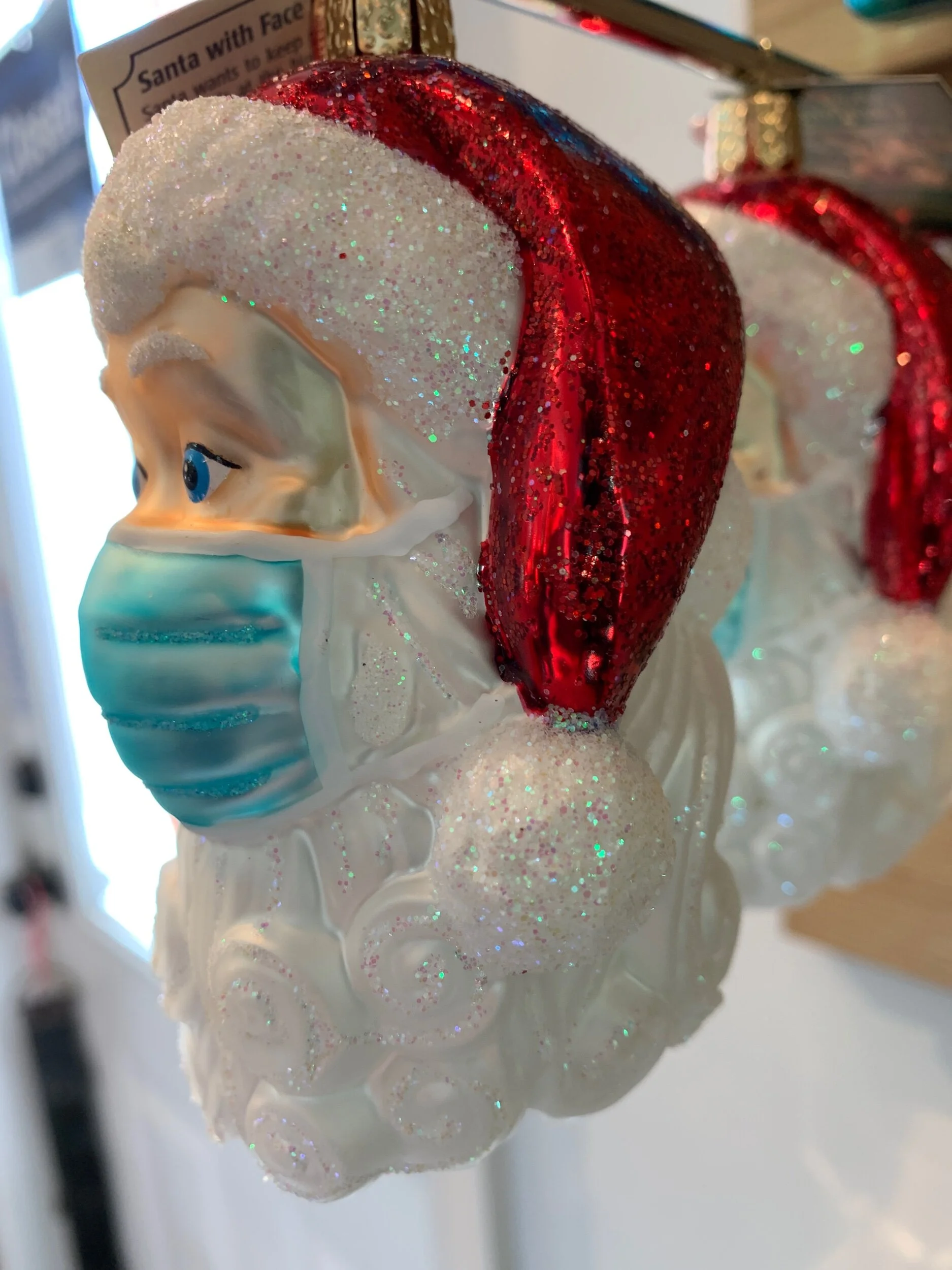 Old World Christmas Santa With Face Mask Ornament