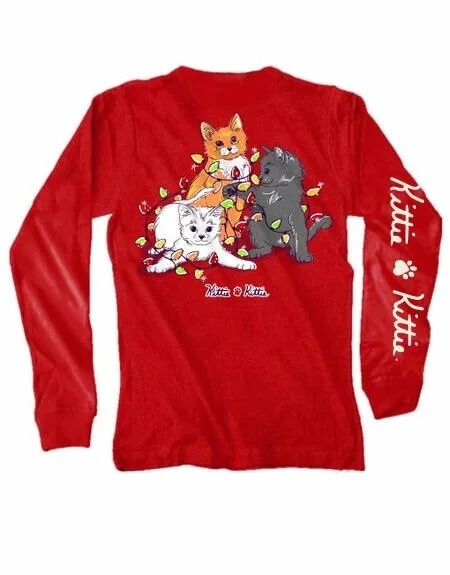 KITTIE KITTIE- CHRISTMAS LIGHTS KITTIES, ADULT LS PUPPIE LOVE