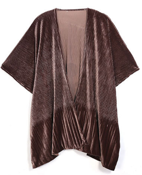 Pleated Velvet Black Kimono