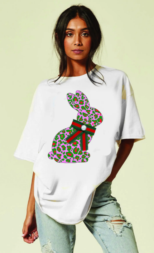 Pink Leopard Bunny T-Shirt