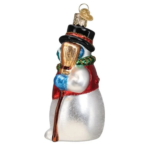 Snowman With Face Mask Ornament Old World Christmas