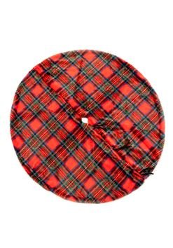 HOLIDAY COLLECTION RED PLAID FAUX FUR TREE SKIRT BY FABULOUS FURS DONNA SALYER'S