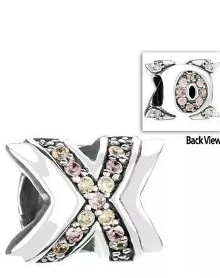 Chamilia Silver 925 X's & O's Peach/Pink CZ Charm JA-67