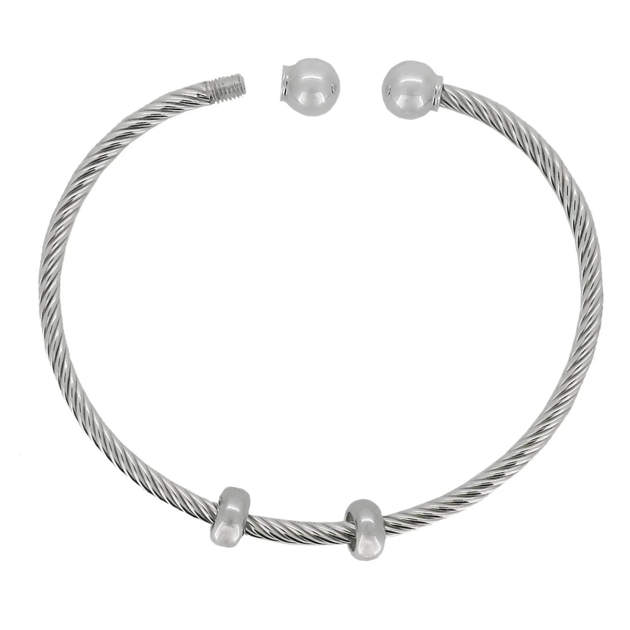 ZABLE Cable Bangle w/Threaded End Bead & Spacers