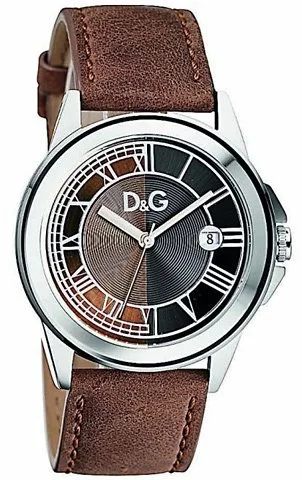 D&G Dolce and Gabbana DW0630 Watch Stainless Steel Zermatt Quartz Date Brown And Black Dial Leather Strap