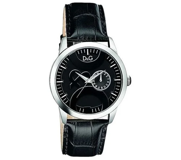 D&G Dolce and Gabbana Twin Tip Black Leather Strap Watch DW0699