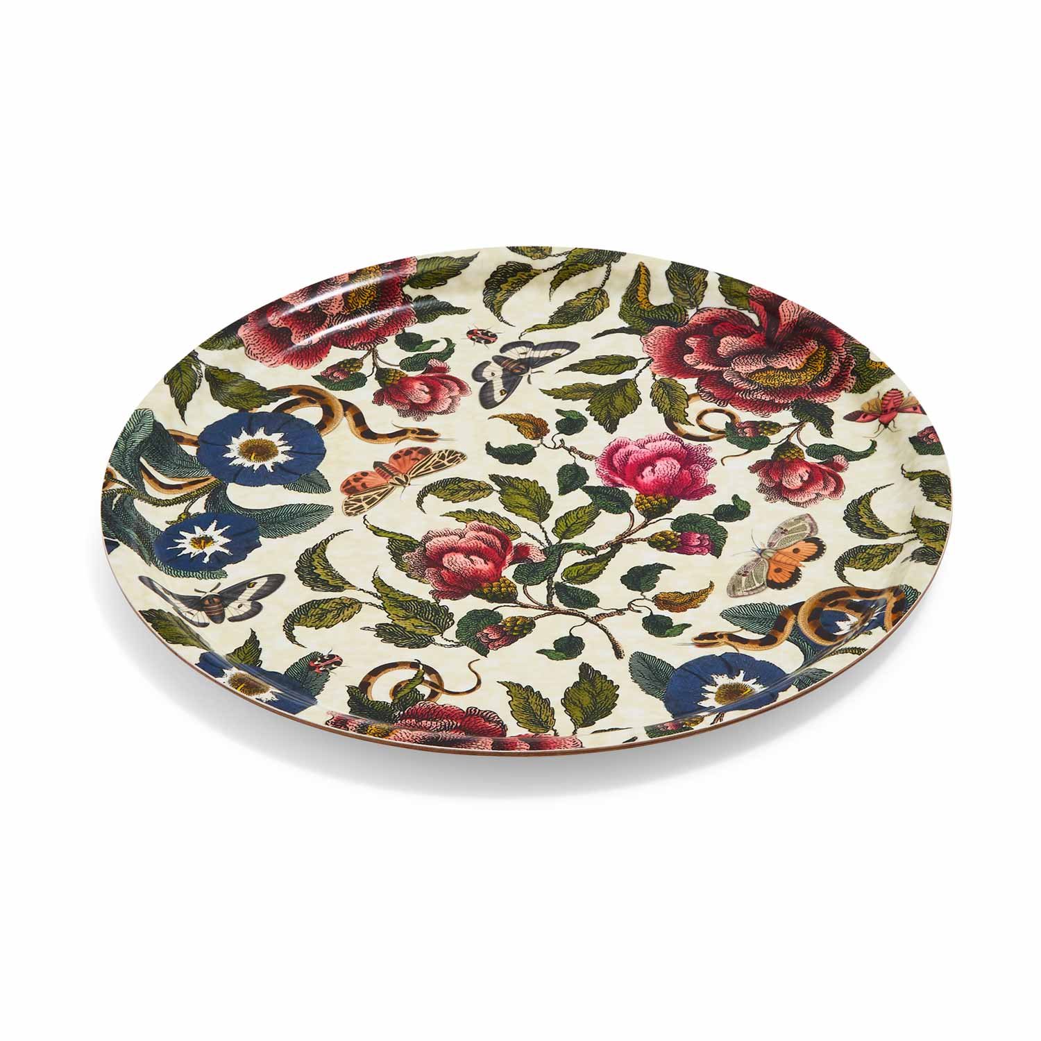 Spode Creatures of Curiosity Round Birch Serving Tray (White Floral)