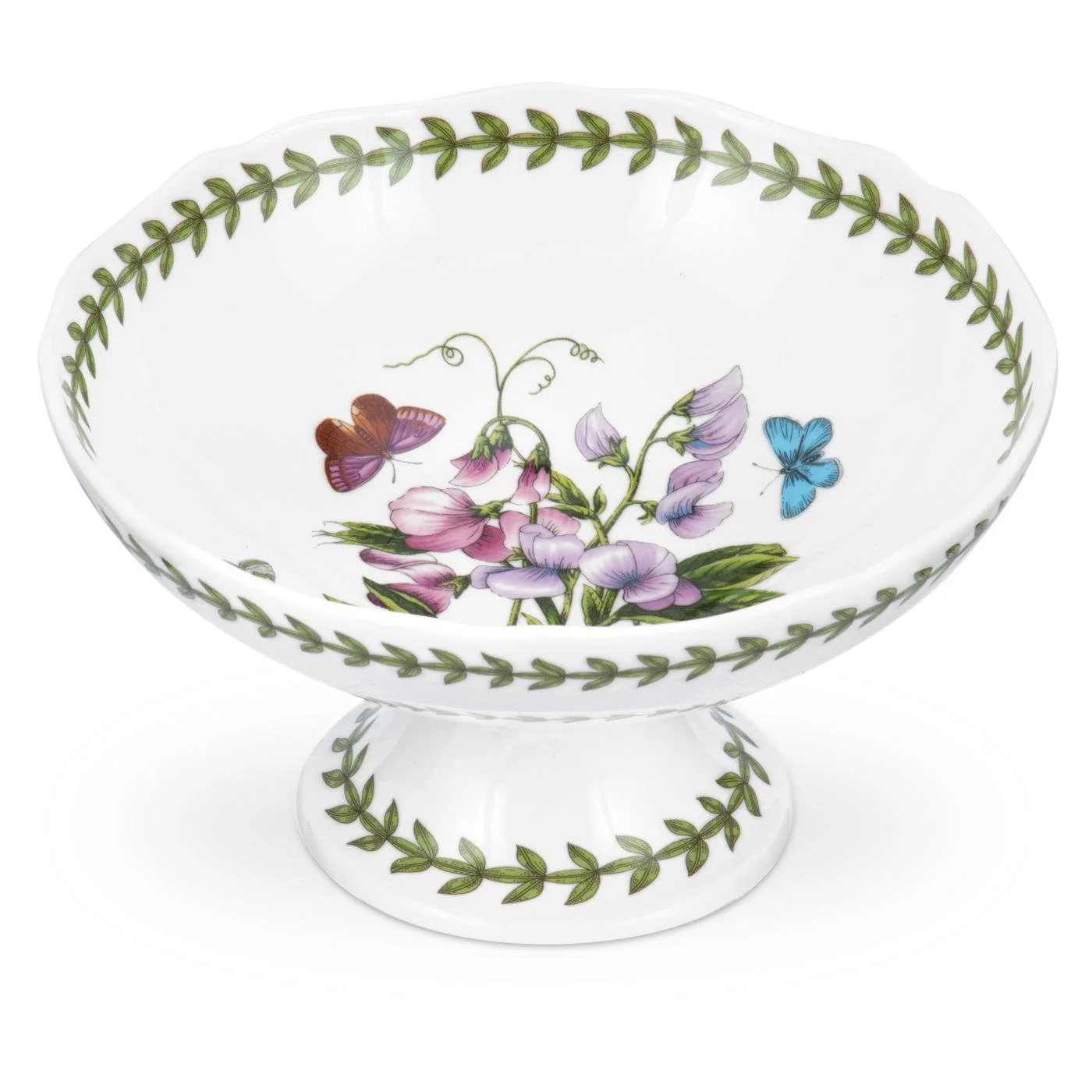 Botanic Garden 7 Inch Scalloped Edge Footed Bowl (Sweet Pea) Portmeirion