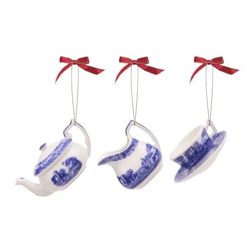 Spode Blue Italian 3 Piece Tea Set Ornaments - Thumbnail 4