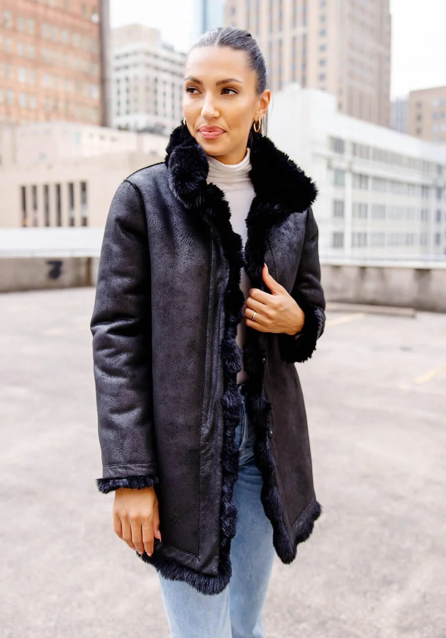 Fabulous Furs Fake Fur Jackets Fabulous Furs Black Faux Fur Collar