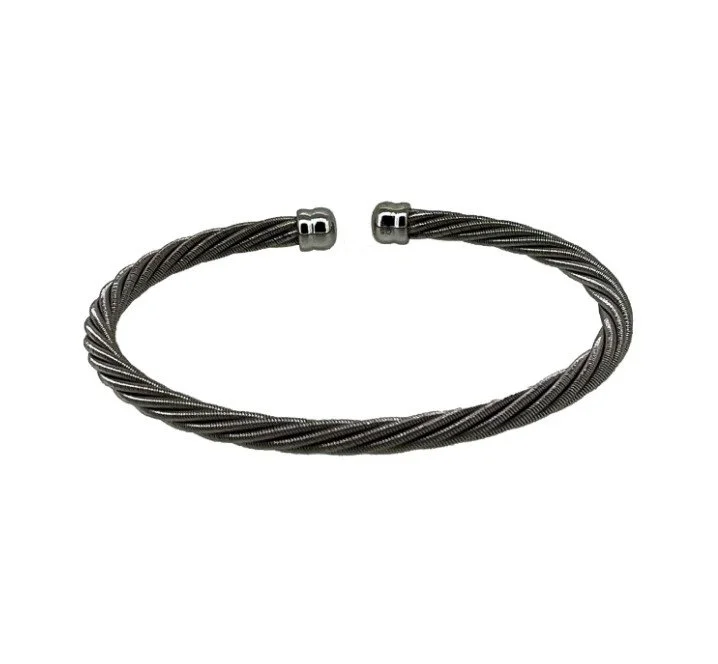 Kelly Waters LEGÈRE Black Rhodium Finish Sterling Silver Multi Cable Twisted Cuff Bracelet