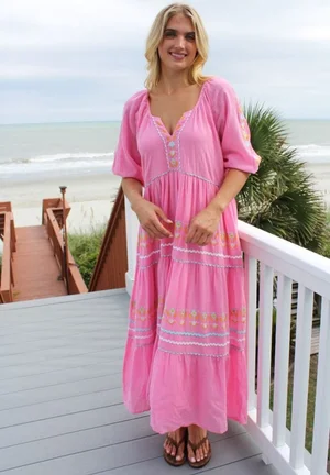 Simply Southern Pink Embroidered Maxi Dress Studio 24E - Individual Style... Simply Southern Pink Embroidered Maxi Dress Studio 24E - Individual Style...