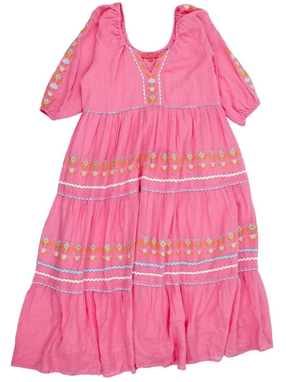 Simply Southern Pink Embroidered Maxi Dress
